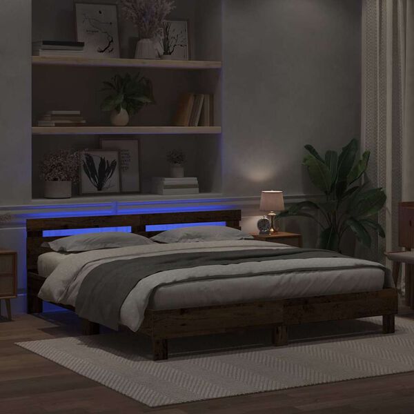 vidaXL Krevetna konstrukcija Staro drvo 200 x 200 cm Konstruirano drvo