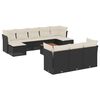 vidaXL 11-dijelni set vrtnih sofa od poliratana s jastucima crni