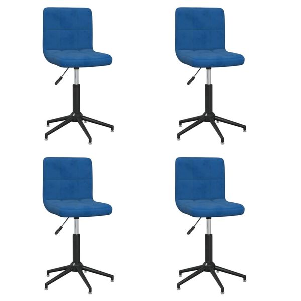 3087671 vidaXL Swivel Dining Chairs 4 pcs Blue Velvet (334433&times;2)
