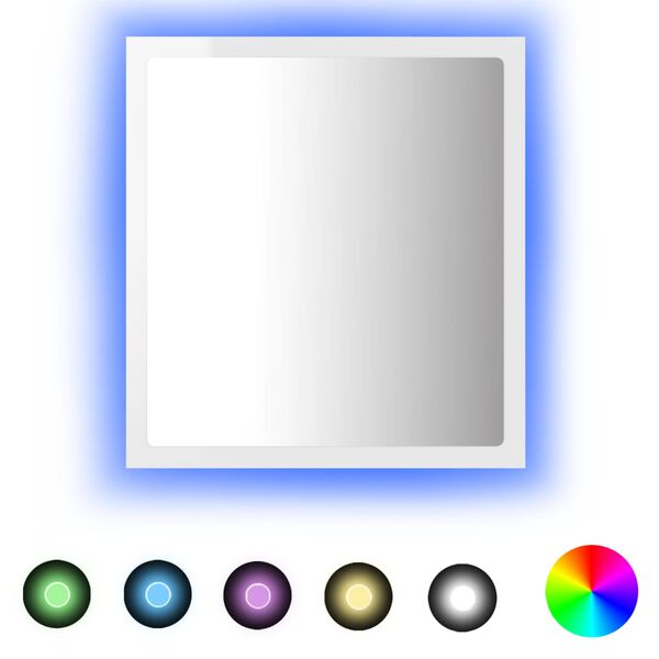 vidaXL LED kupaonsko ogledalo visoki sjaj bijelo 40x8,5x37 cm akrilno