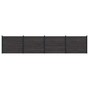 vidaXL Panel ograde 4 pcs WPC i aluminij Crna