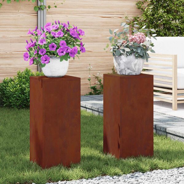 vidaXL Stalak za biljke 2 pcs Rđa 24 x 24 x 55 cm