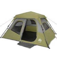 vidaXL Šator za kampiranje za 6 osoba zeleni od tkanine vodootporan