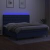vidaXL Krevet box spring s madracem LED plavi 200x200 cm od tkanine