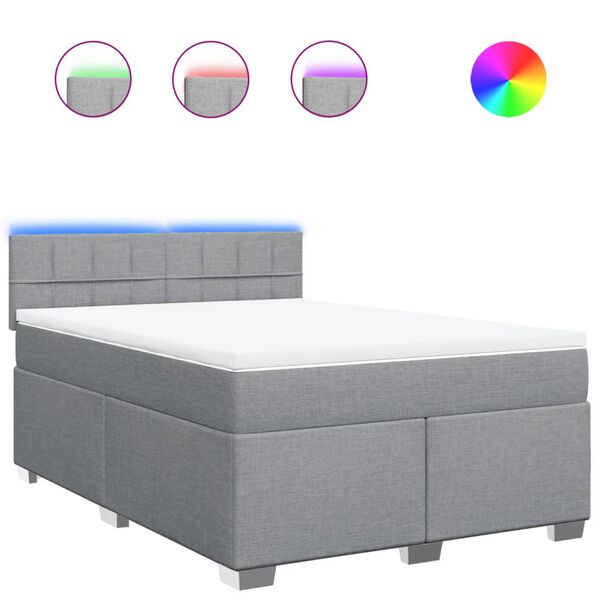 vidaXL Krevet box spring s madracem svjetlosiva 160x200 cm tkanina