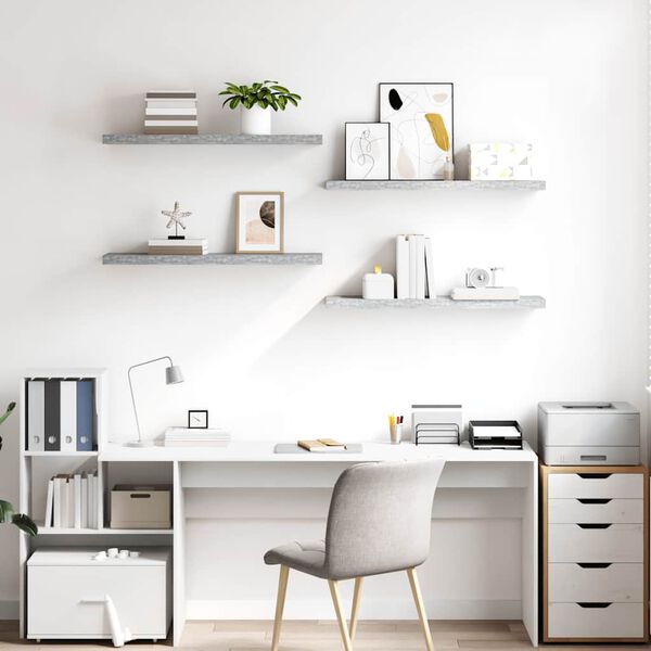 vidaXL Plutajuće zidne police 4 kom boja betona 90x23,5x3,8 cm MDF