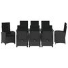 vidaXL Vrtni set za objed s jastukom 9 pcs Crna poliratan