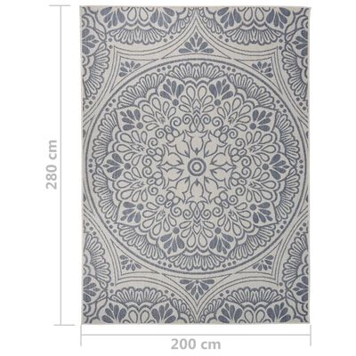 vidaXL Vanjski tepih ravnog tkanja 200 x 280 cm plavi s uzorkom
