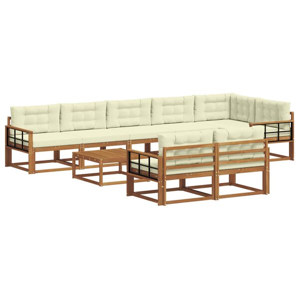 vidaXL Set vanjskih sofa s jastukom 9 pcs Prirodna i krem