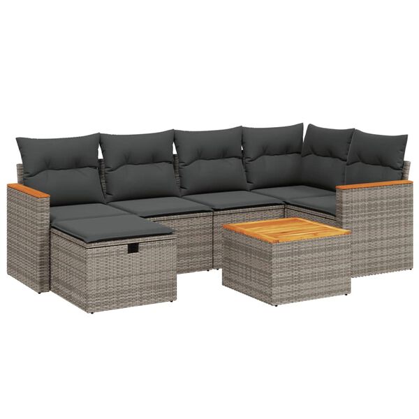 vidaXL 7-dijelni set vrtnih sofa sivi od poliratana