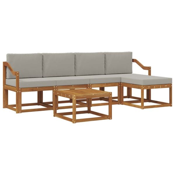vidaXL Set vanjskih sofa s jastukom 6 pcs Prirodna i svijetlo siva
