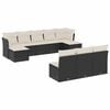 vidaXL 10-dijelni set vrtnih sofa s jastucima crni od poliratana