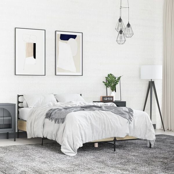 vidaXL Okvir za krevet boja hrasta 120x190cm konstruirano drvo i metal