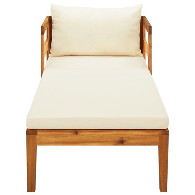 vidaXL Ležaljka za sunčanje s krem-bijelim jastucima od drva bagrema