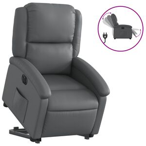 vidaXL Električni naslonjač na podizanje od umjetne kože siva