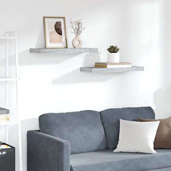 vidaXL Plutajuće zidne police 2 kom boja betona 60 x 23,5 x 3,8 cm MDF