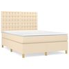 vidaXL Krevet s oprugama i madracem krem 140 x 190 cm od tkanine