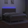 vidaXL Krevet box spring s madracem LED smeđesivi 180x200 cm tkanina