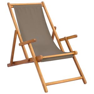 vidaXL ležaljka Sivosmeđa Čvrsto teak drvo