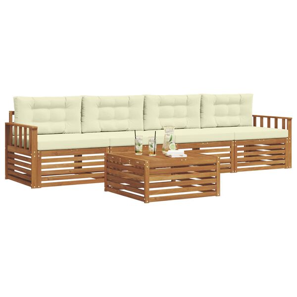vidaXL Set vanjskih sofa s jastukom 5 pcs Prirodna i krem
