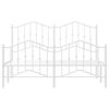 vidaXL Metalni okvir kreveta uzglavlje i podnožje bijeli 135 x 190 cm