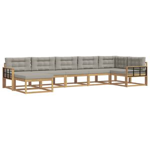 vidaXL Set vanjskih sofa s jastukom 7 pcs Bijela i svjetlosiva