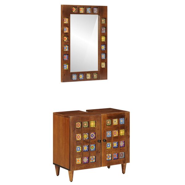 vidaXL Set namje&scaron;taja za kupaonicu Zidne 2 pcs Orah Čvrsto drvo manga