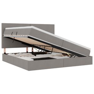 vidaXL Krevet s prostorom za pohranu s LED-om Sivo-smeđa 200 x 200 cm