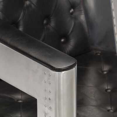 vidaXL Avijatičarska fotelja od prave kože crna