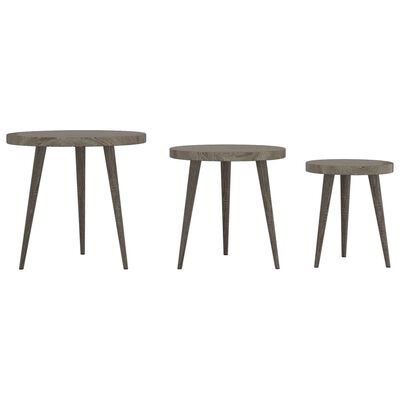 vidaXL 3-dijelni set bočnih stolića sivi od MDF-a i željeza