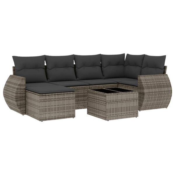 vidaXL 7-dijelni set vrtnih sofa sivi od poliratana