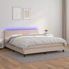 vidaXL Krevet box spring madrac LED cappuccino 180x200cm umjetna koža