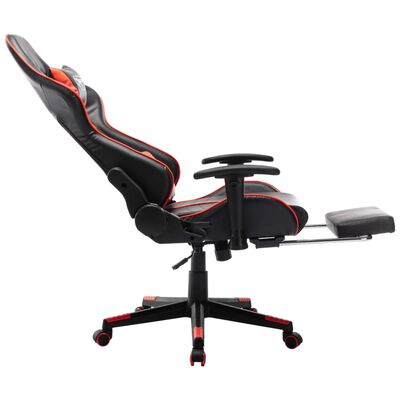 vidaXL Igraća stolica od umjetne kože s osloncem za noge crno-crvena