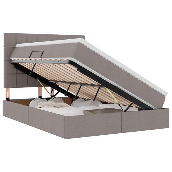 vidaXL Krevet s prostorom za pohranu s LED-om Sivo-smeđa 140 x 200 cm