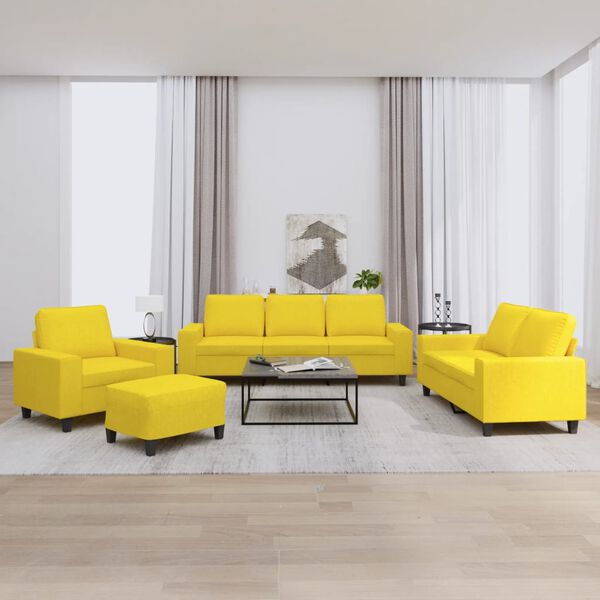 vidaXL 4-dijelni set sofa svjetložuti od tkanine