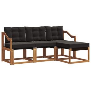 vidaXL Set vanjskih sofa 4 kom. 4-sjedala Prirodna i crna