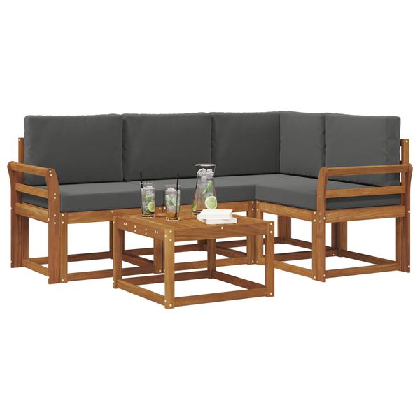 vidaXL Set vanjskih sofa s jastukom 5 pcs Prirodna i antracit