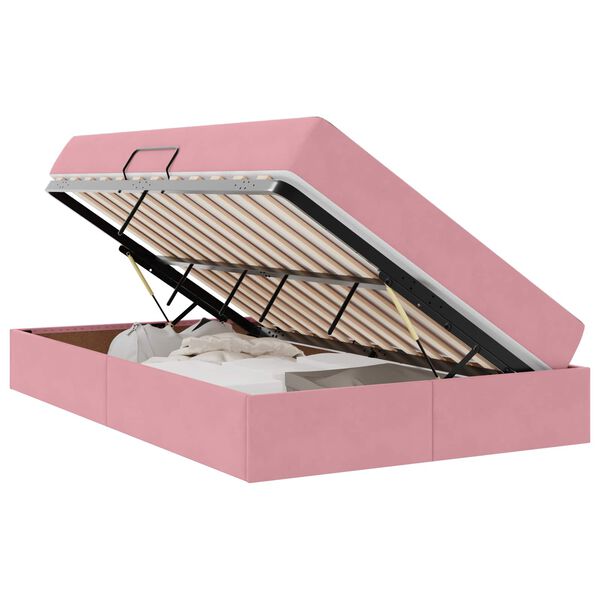 vidaXL Krevet s madracem i skladi&scaron;tem Ružičasta 120 x 200 cm Bar&scaron;un