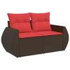 vidaXL Vrtna sofa s jastucima za 2 osobe, smeđa, poliratan