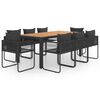vidaXL 9-dijelni vrtni blagovaonski set od PVC ratana crno-smeđi