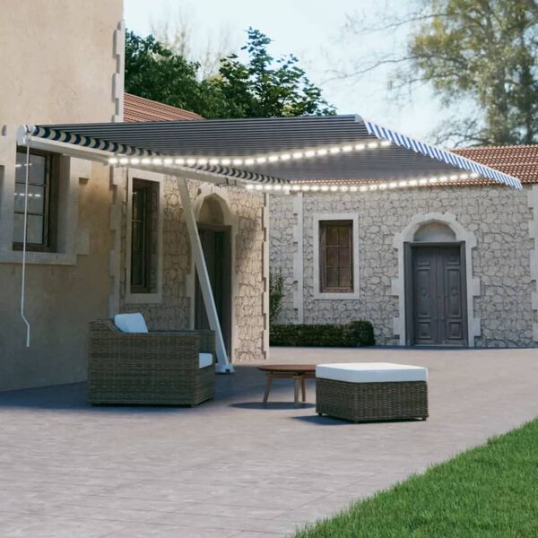 vidaXL Automatska tenda sa senzorom LED 500 x 300 cm plavo-bijela