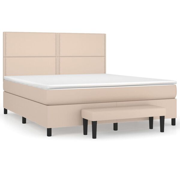 vidaXL Krevet box spring s madracem cappuccino 180x200 cm umjetna koža