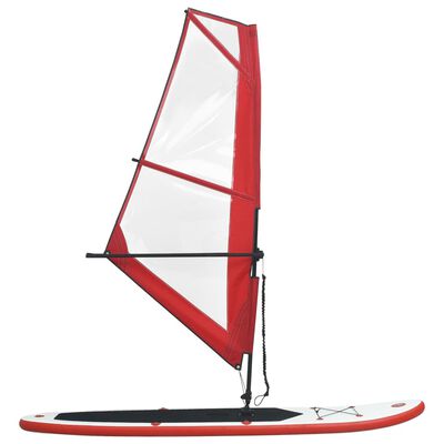 vidaXL Daska za veslanje stojeći na napuhavanje s jedrom crveno-bijela
