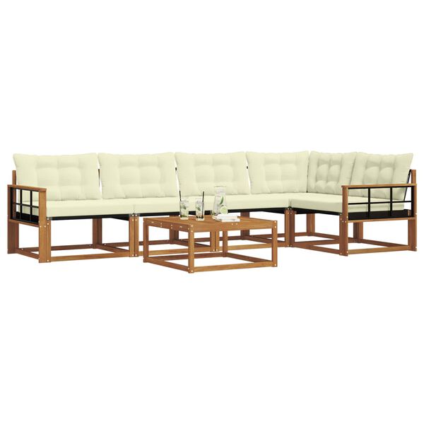 vidaXL Set vanjskih sofa s jastukom 6 pcs Prirodna i krem