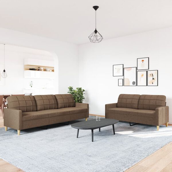 vidaXL 2-dijelni set sofa smeđi od tkanine