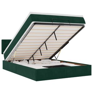vidaXL Otomanski krevet s madracem&LED tamnozeleni 140x200cm bar&scaron;un
