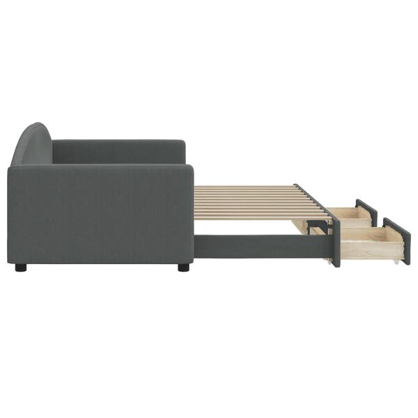vidaXL Dnevni krevet na razvlačenje i ladice tamnosivi 90 x 200 cm