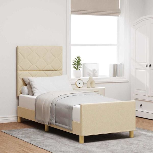 vidaXL Krevetna konstrukcija s uzglavljem Krema 80 x 200 cm tkanina