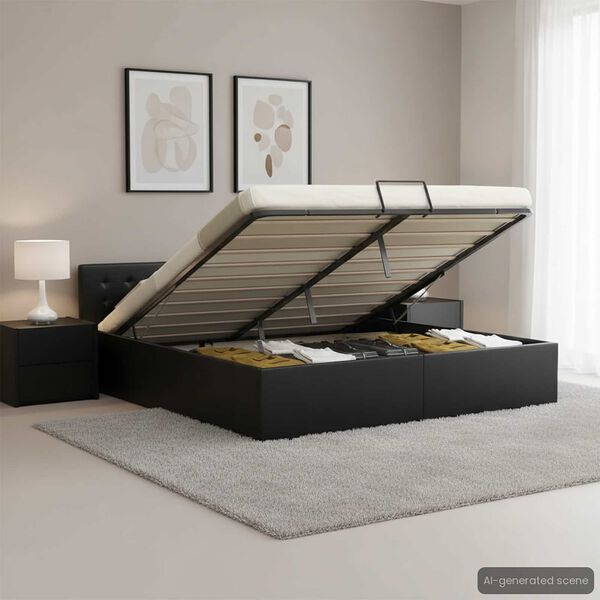 vidaXL Hidraulični okvir za krevet od umjetne kože crni 160 x 200 cm