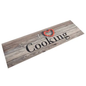 vidaXL Kuhinjski tepih perivi s natpisom Cooking 45x150 cm bar&scaron;unasti
